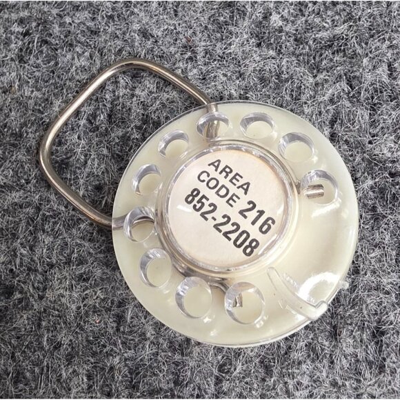 Rotary Dial Style Keychain With Vintage Area Code 216 Design - Picture 1 of 3
